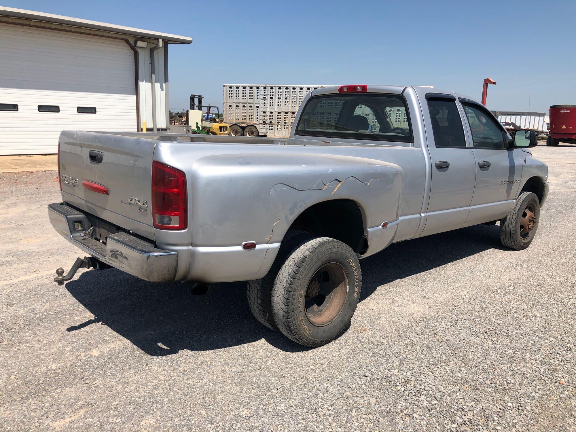 2003 DODGE 3500 PICKUP, QUAD CAB, 4X4, 5.9 DSL, DUALLY