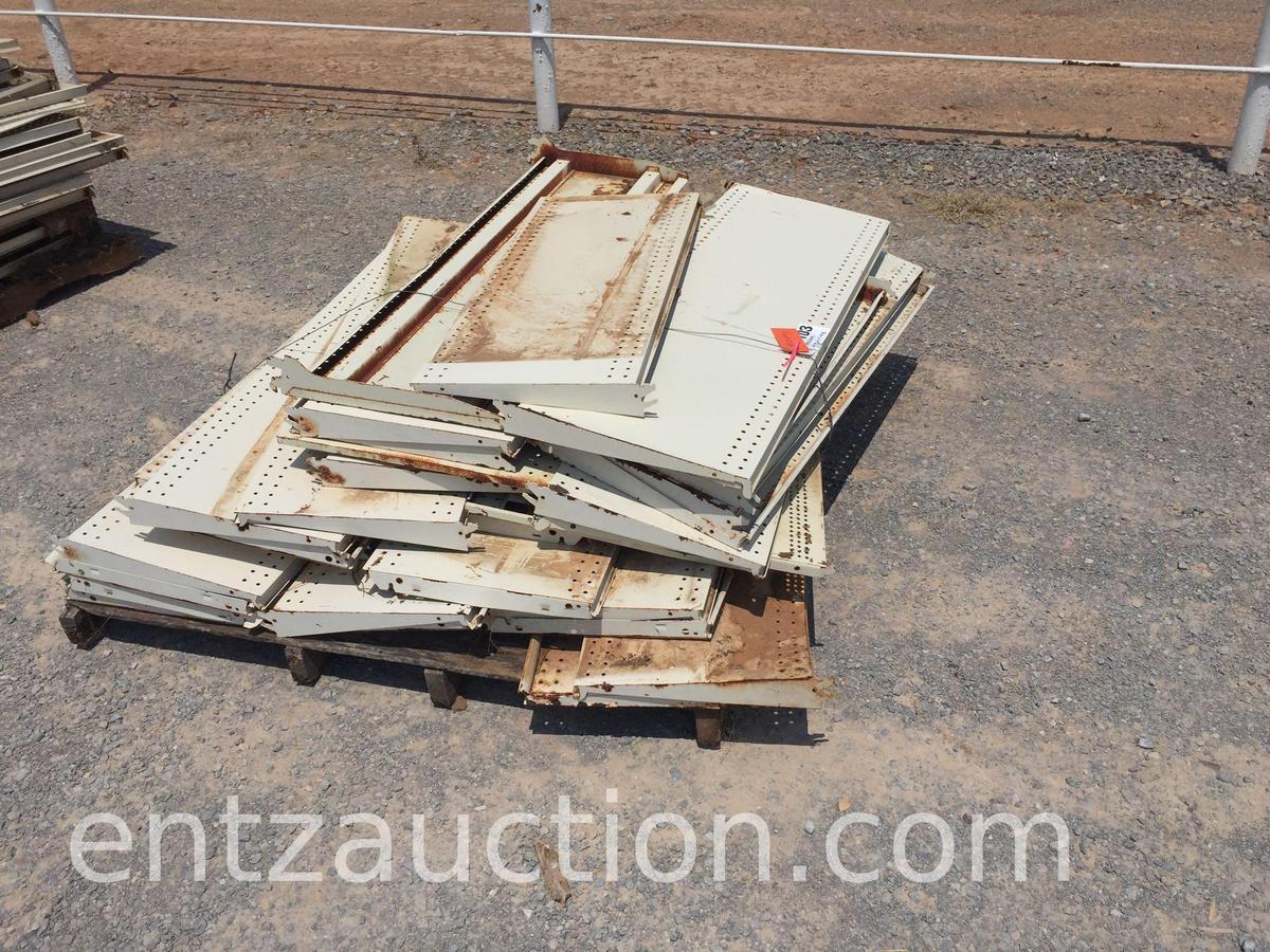 8 PALLETS OF METAL SHELVING, APPROX. 12 SHELVING