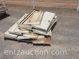 8 PALLETS OF METAL SHELVING, APPROX. 12 SHELVING