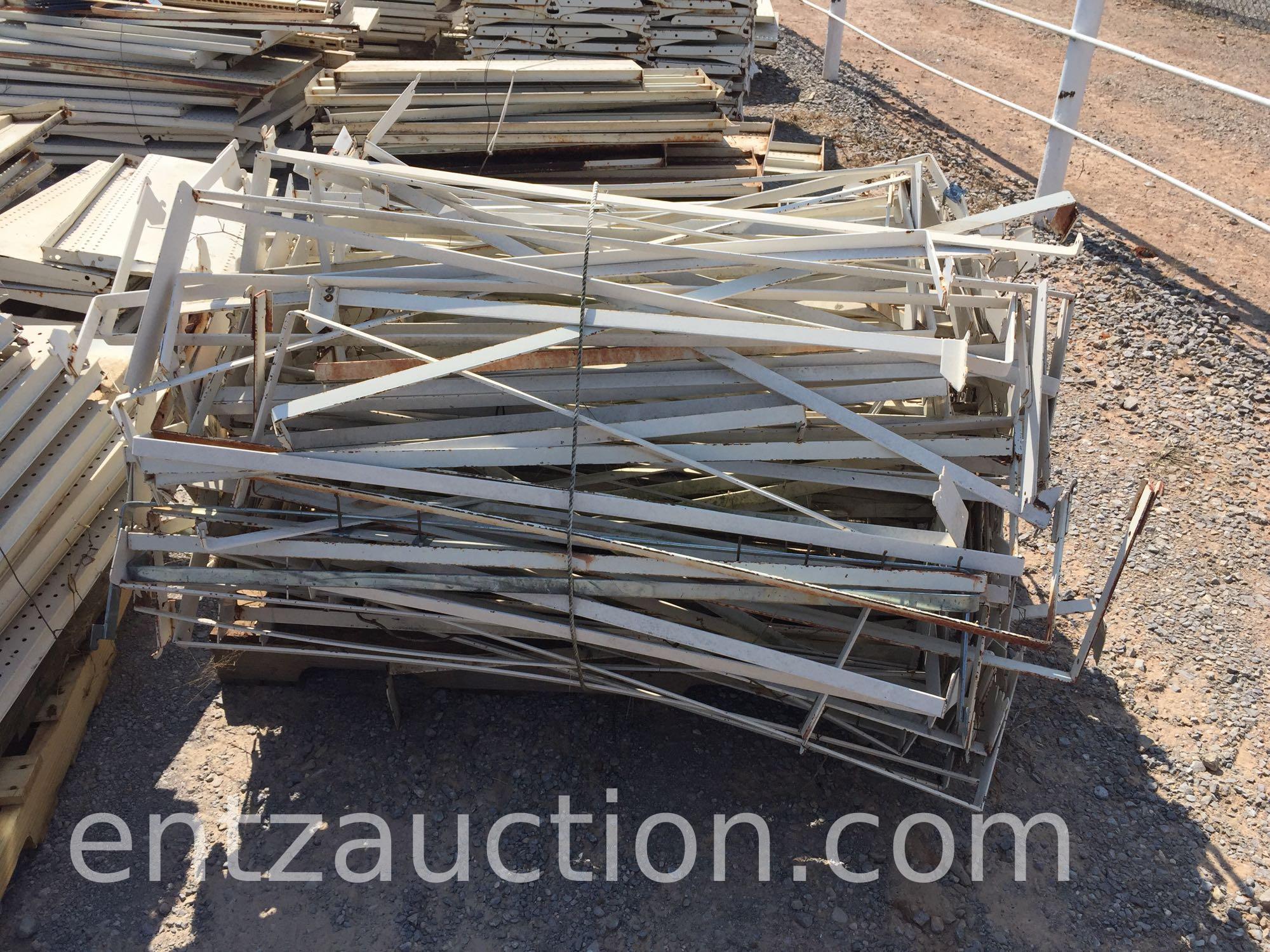 8 PALLETS OF METAL SHELVING, APPROX. 12 SHELVING
