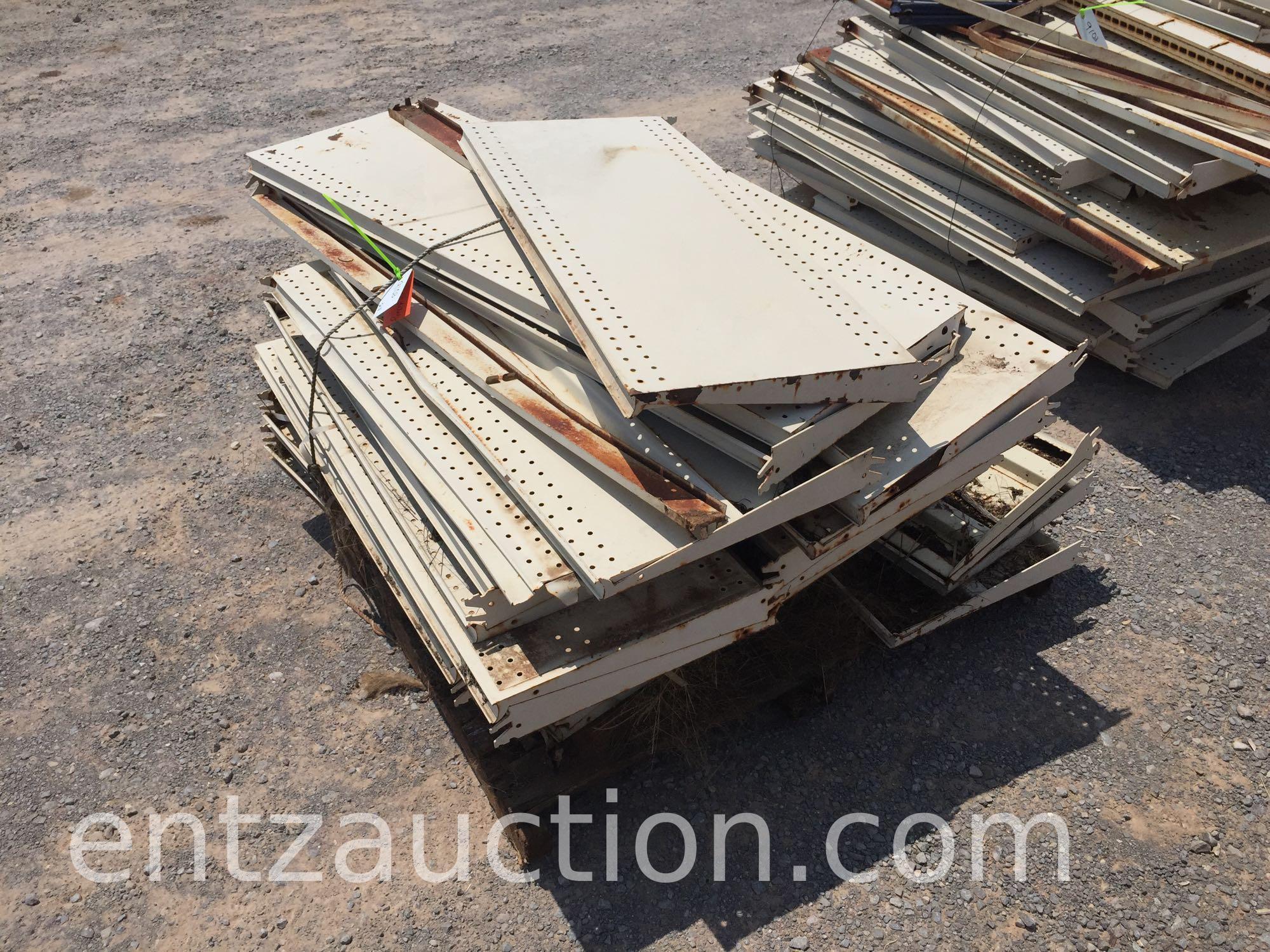 8 PALLETS OF METAL SHELVING, APPROX. 12 SHELVING