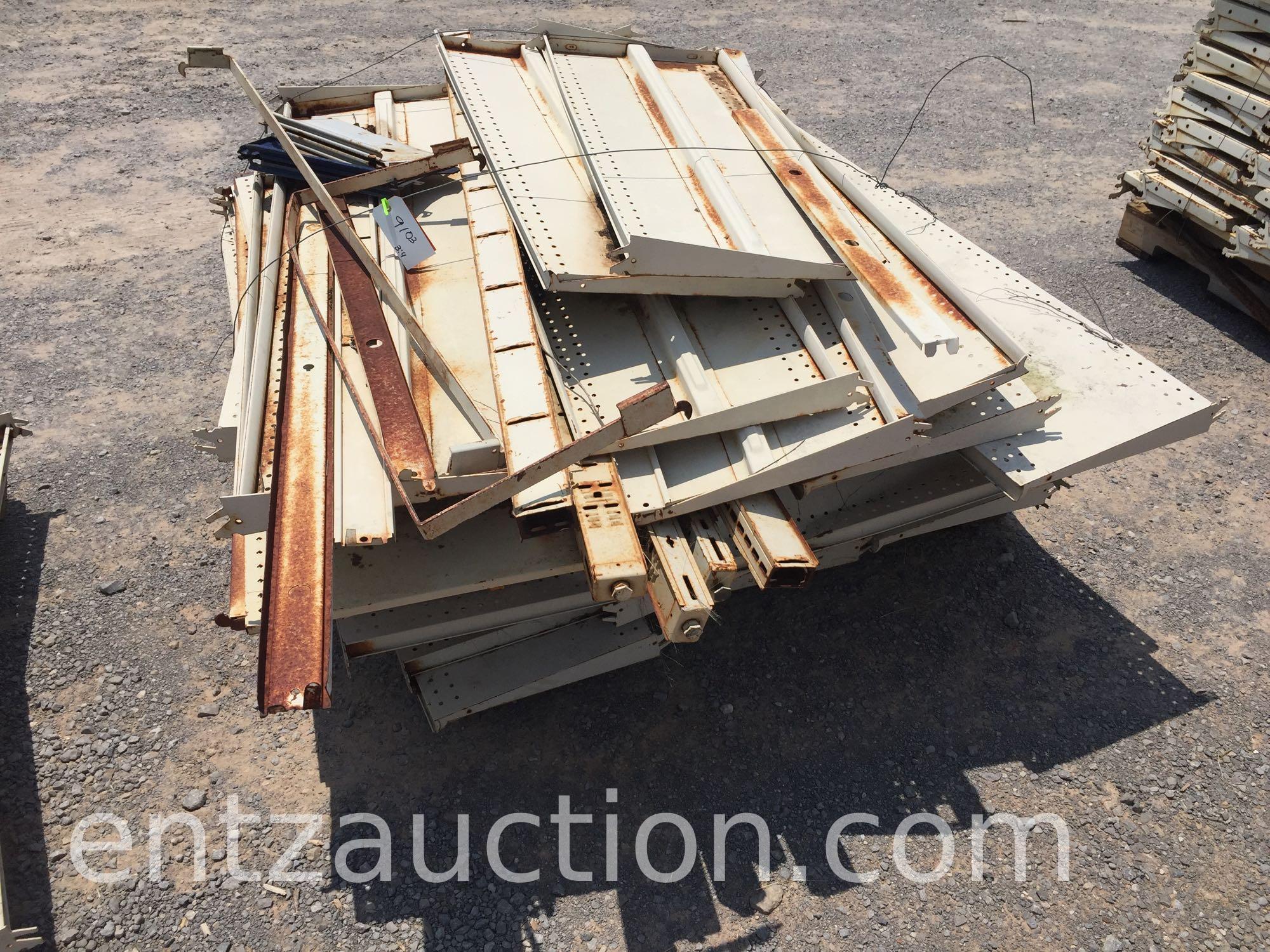8 PALLETS OF METAL SHELVING, APPROX. 12 SHELVING