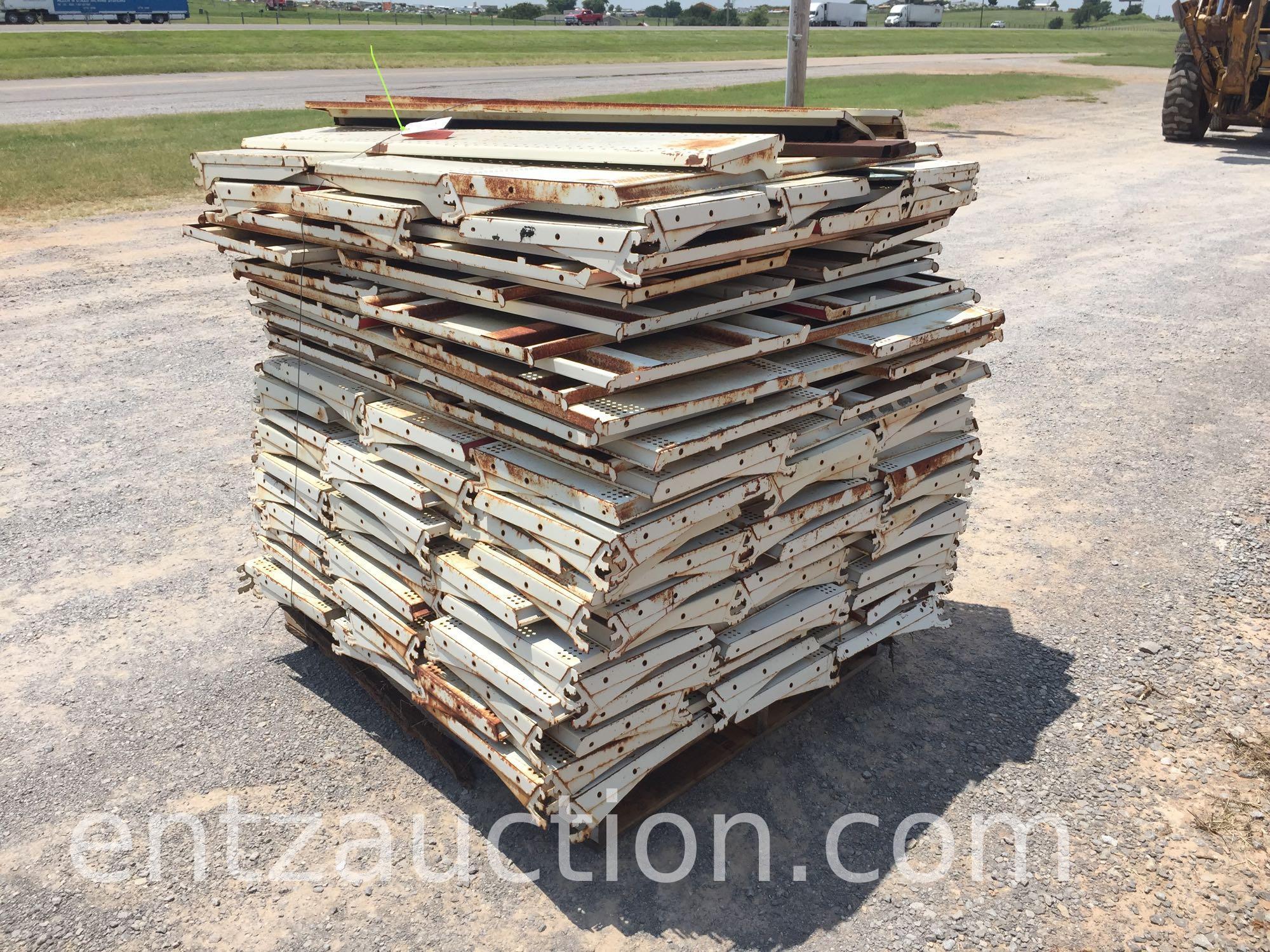 8 PALLETS OF METAL SHELVING, APPROX. 12 SHELVING