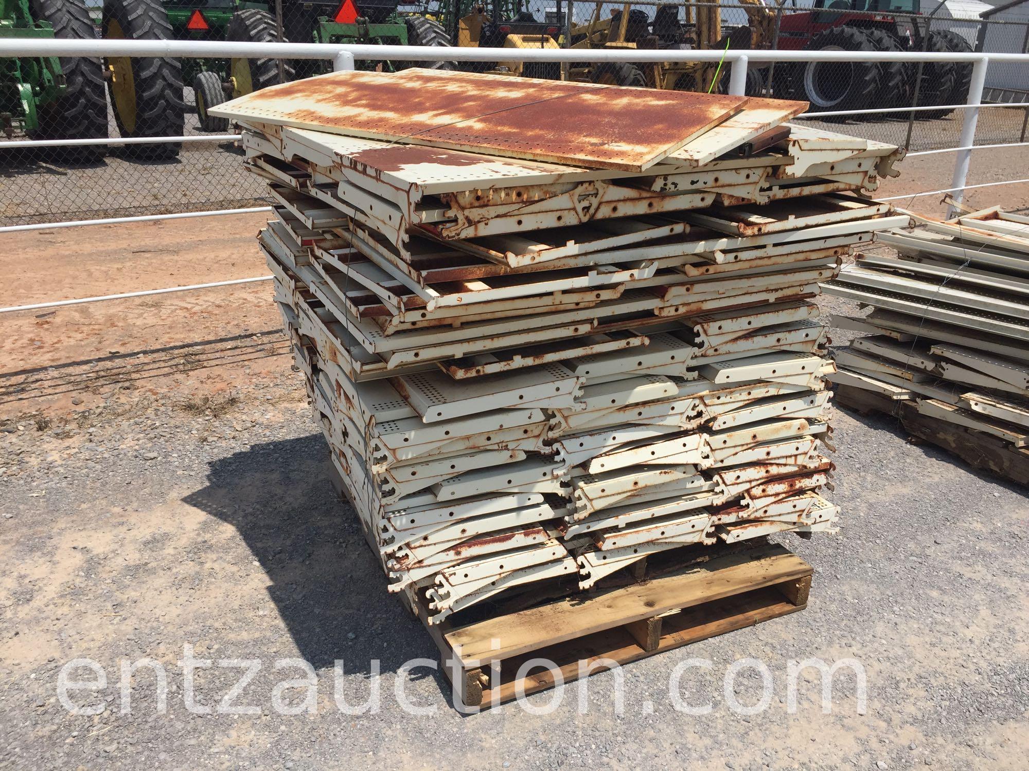 8 PALLETS OF METAL SHELVING, APPROX. 12 SHELVING