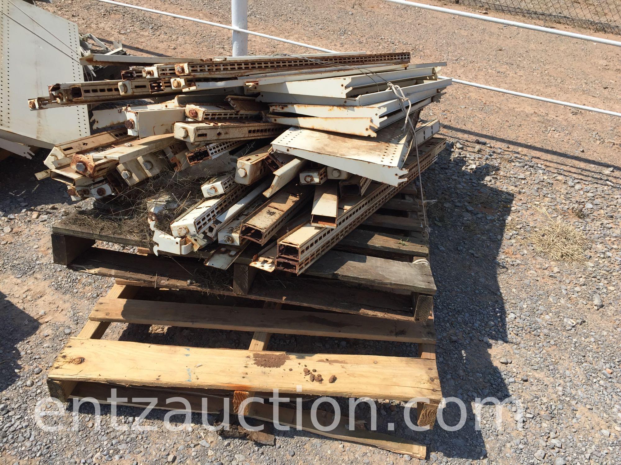8 PALLETS OF METAL SHELVING, APPROX. 12 SHELVING