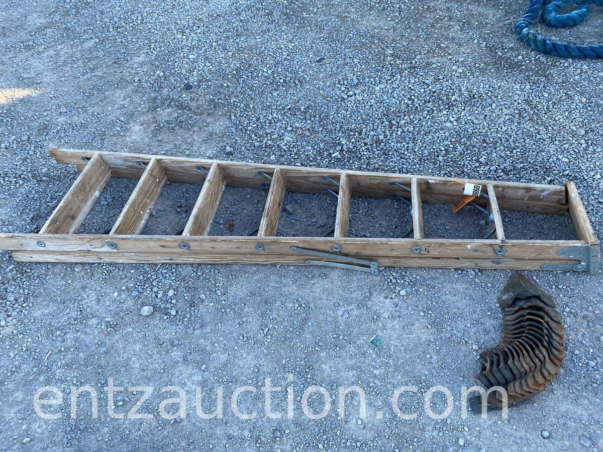 8' WOODEN STEP LADDER AND 18 DUCK FEET
