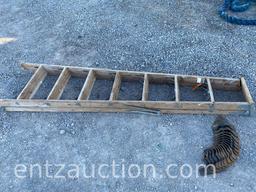 8' WOODEN STEP LADDER AND 18 DUCK FEET