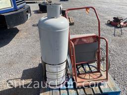 MISC LOT, TORCH CART, 2 METAL CABINETS AND