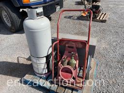 MISC LOT, TORCH CART, 2 METAL CABINETS AND