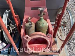 MISC LOT, TORCH CART, 2 METAL CABINETS AND