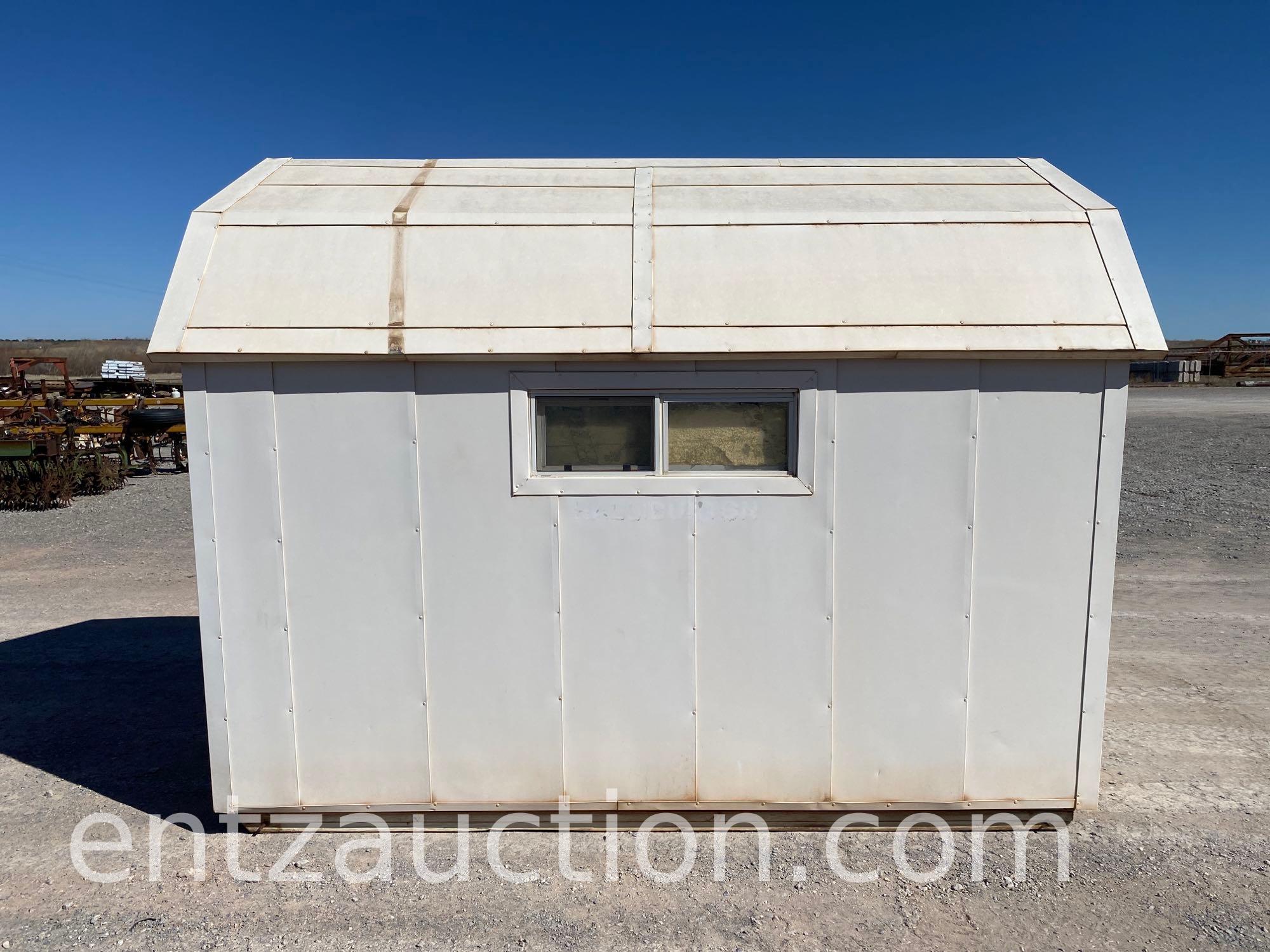 6 1/2' X 10' BUILDING ON SKIDS, WIRED FOR ELECT.,