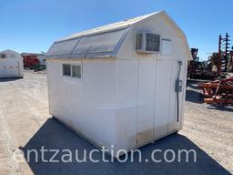 6 1/2' X 10' BUILDING ON SKIDS, WIRED FOR ELECT.,