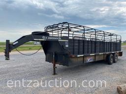 2005 GOOSENECK BAR TOP STOCK TRAILER, 6' X 24',