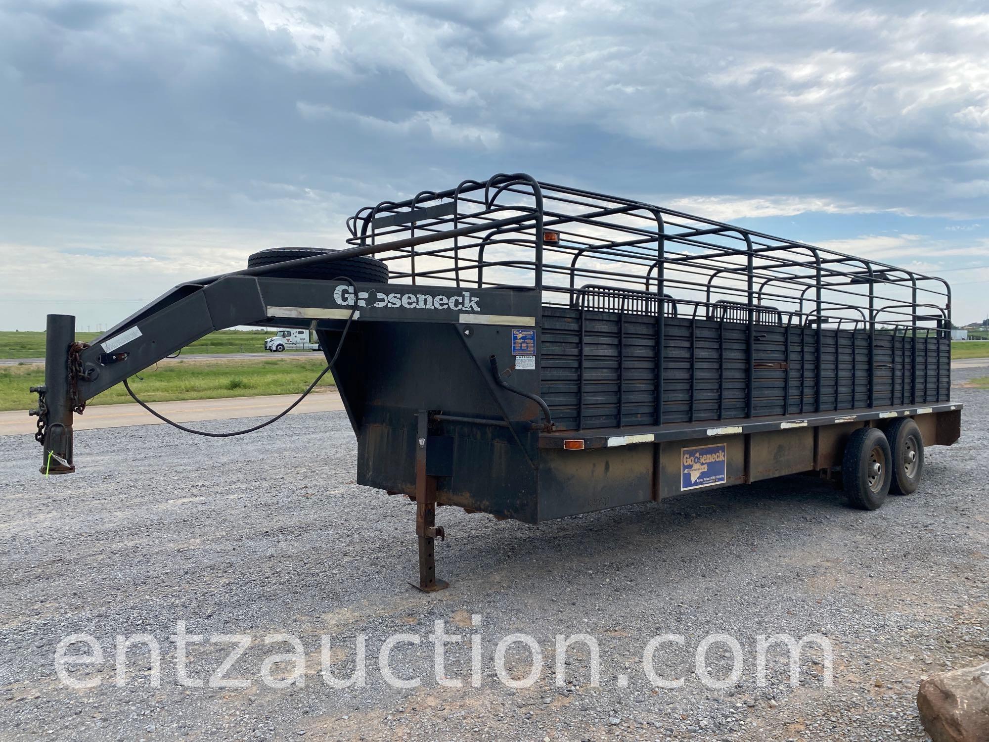 2005 GOOSENECK BAR TOP STOCK TRAILER, 6' X 24',