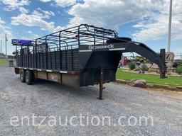 2005 GOOSENECK BAR TOP STOCK TRAILER, 6' X 24',