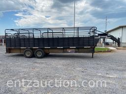 2005 GOOSENECK BAR TOP STOCK TRAILER, 6' X 24',