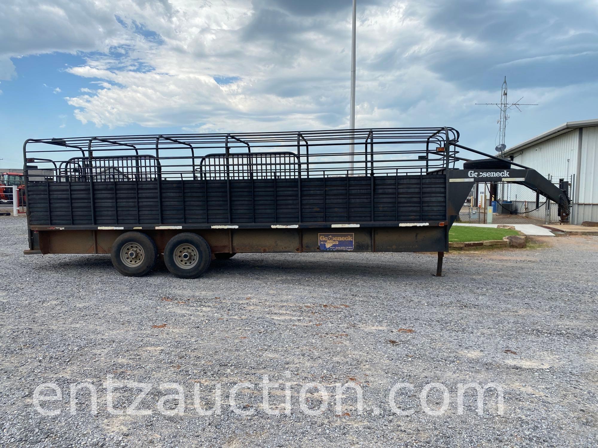 2005 GOOSENECK BAR TOP STOCK TRAILER, 6' X 24',