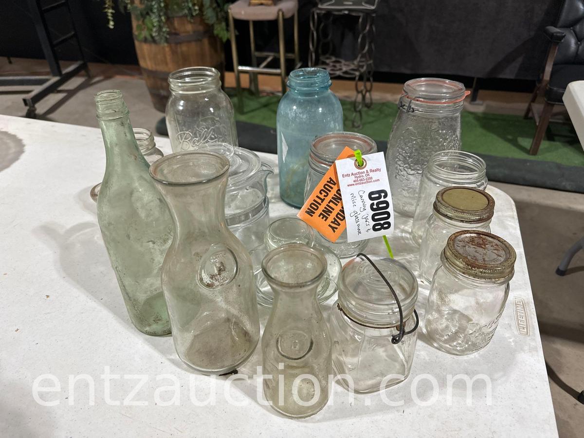 LOT OF CANNING JARS, VARIOUS SIZES AND BRANDS,