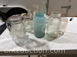 LOT OF CANNING JARS, VARIOUS SIZES AND BRANDS,