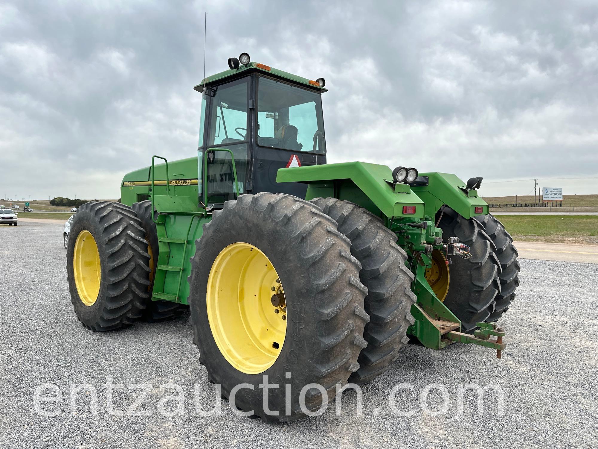 1995 JD 8570 TRACTOR, 24 SPEED, 3 REMOTES PLUS