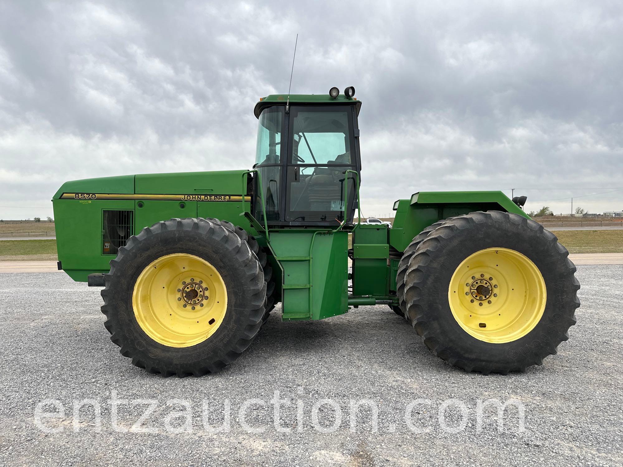 1995 JD 8570 TRACTOR, 24 SPEED, 3 REMOTES PLUS