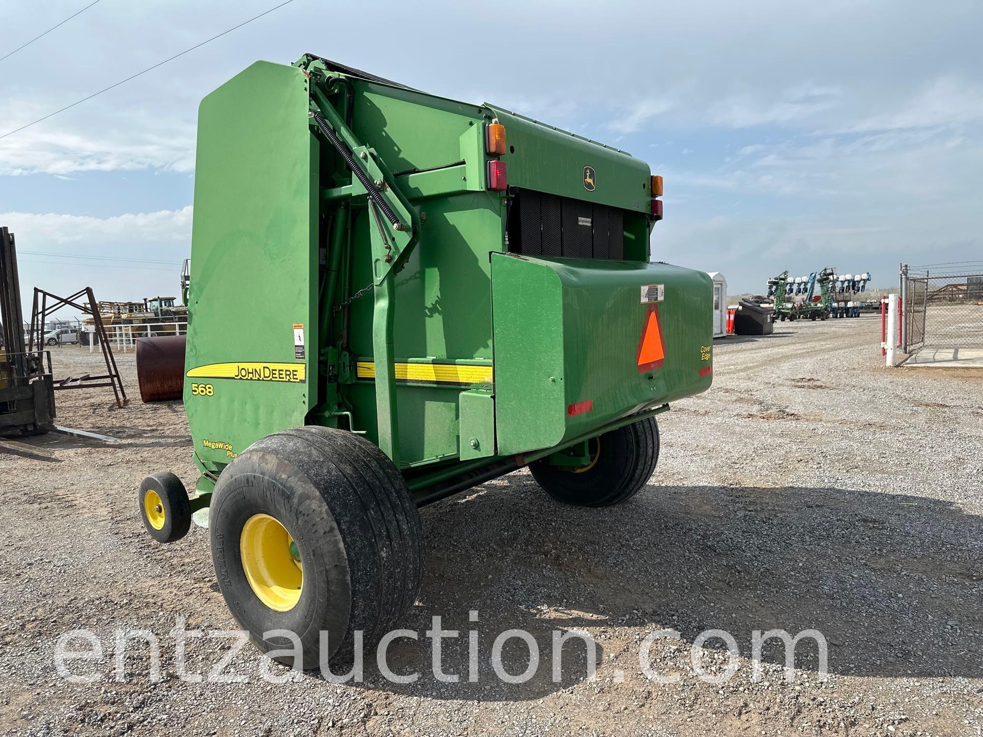 2008 JD 568 ROUND BALER, MEGA WIDE, NET WRAP,