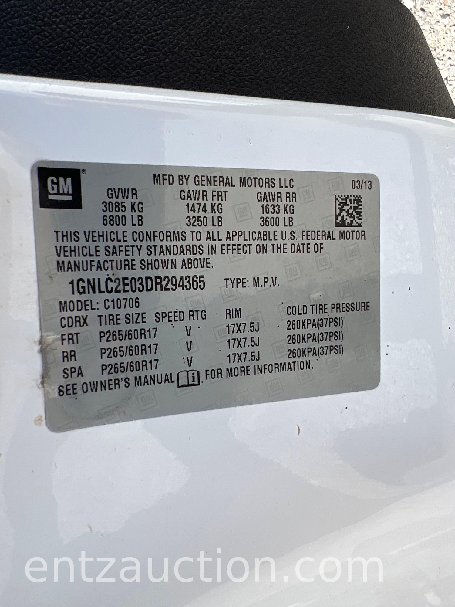 2013 CHEVY TAHOE, FORMER COP CAR, AUTO, GAS