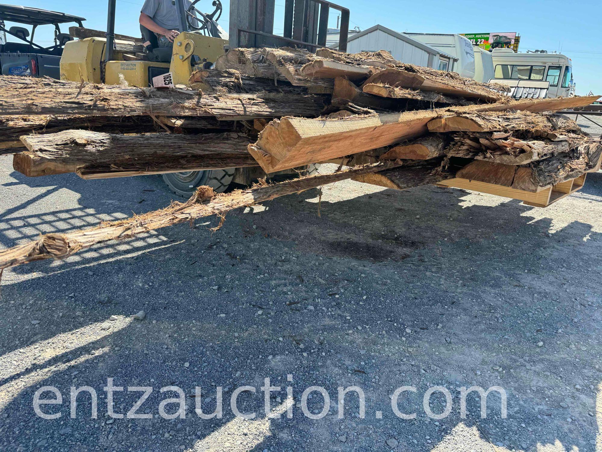 LOT OF APPROX. 40) 1/4 ROUND ROUGH CEDAR PLANKS,