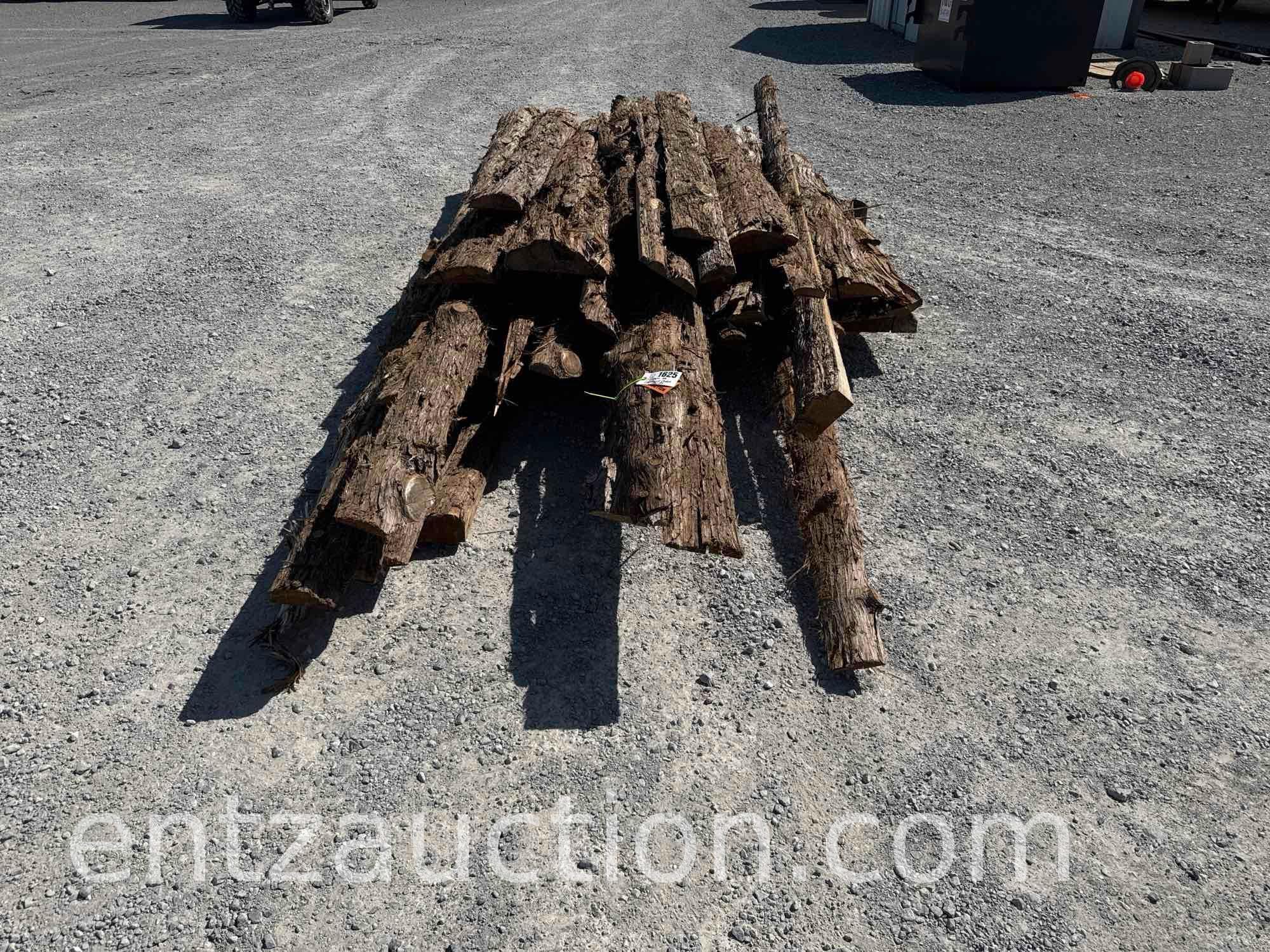 LOT OF APPROX. 40) 1/4 ROUND ROUGH CEDAR PLANKS,