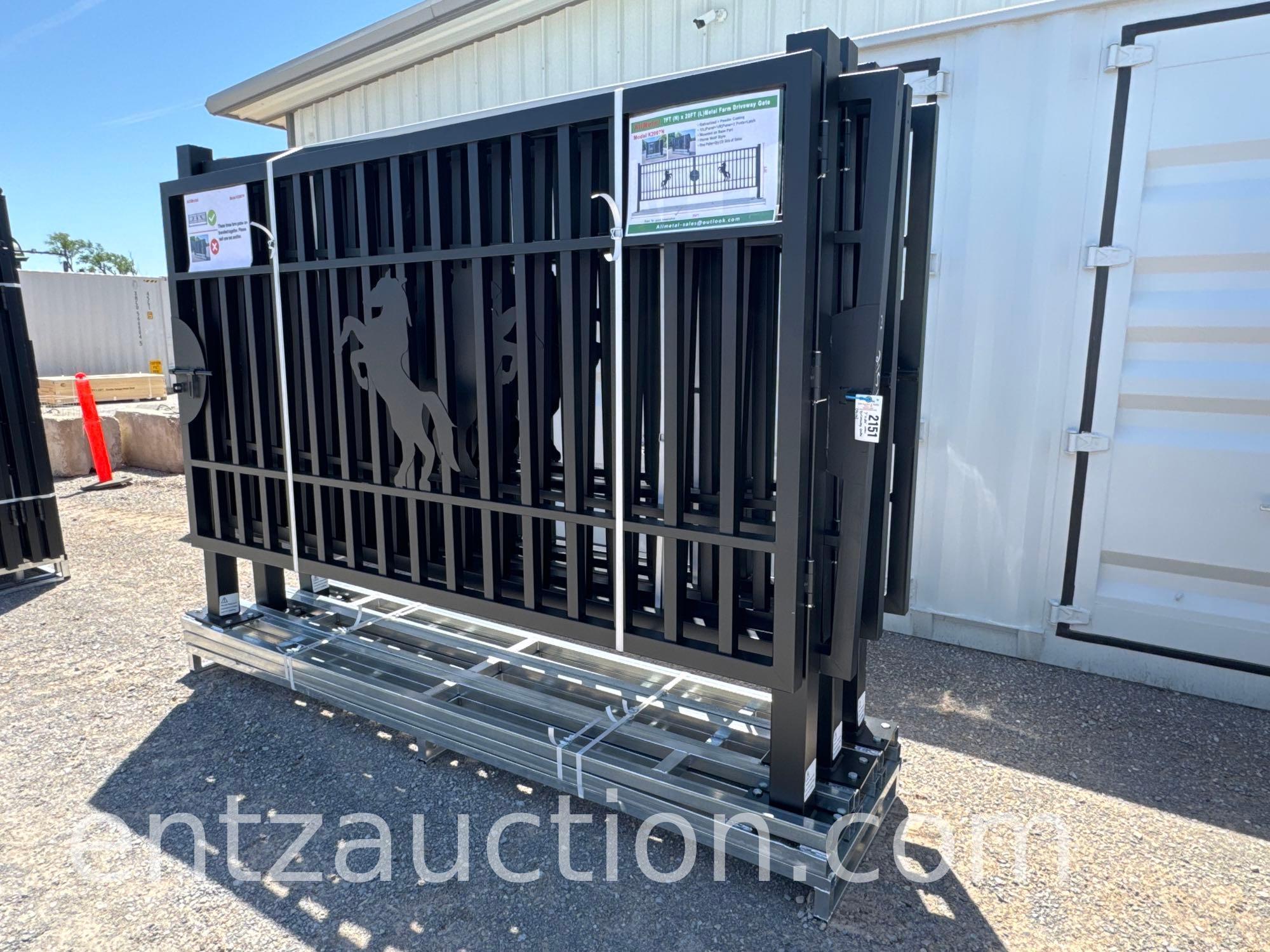 ALL METAL 7' X 20' METAL DRIVEWAY GATE, GALVANIZED,