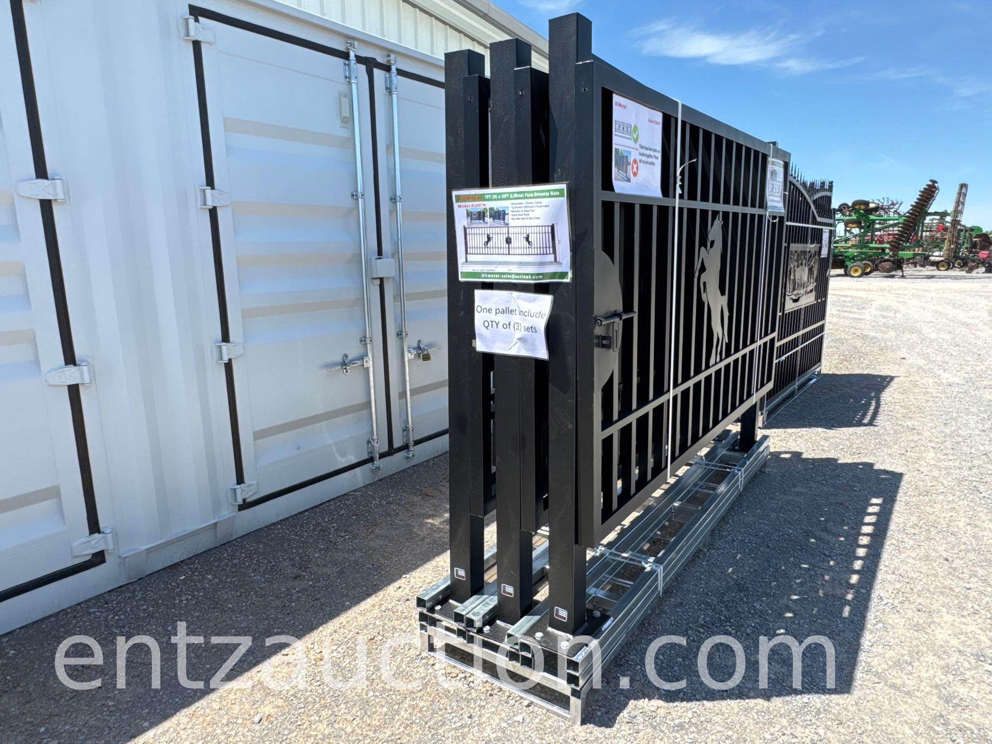 ALL METAL 7' X 20' METAL DRIVEWAY GATE, GALVANIZED,