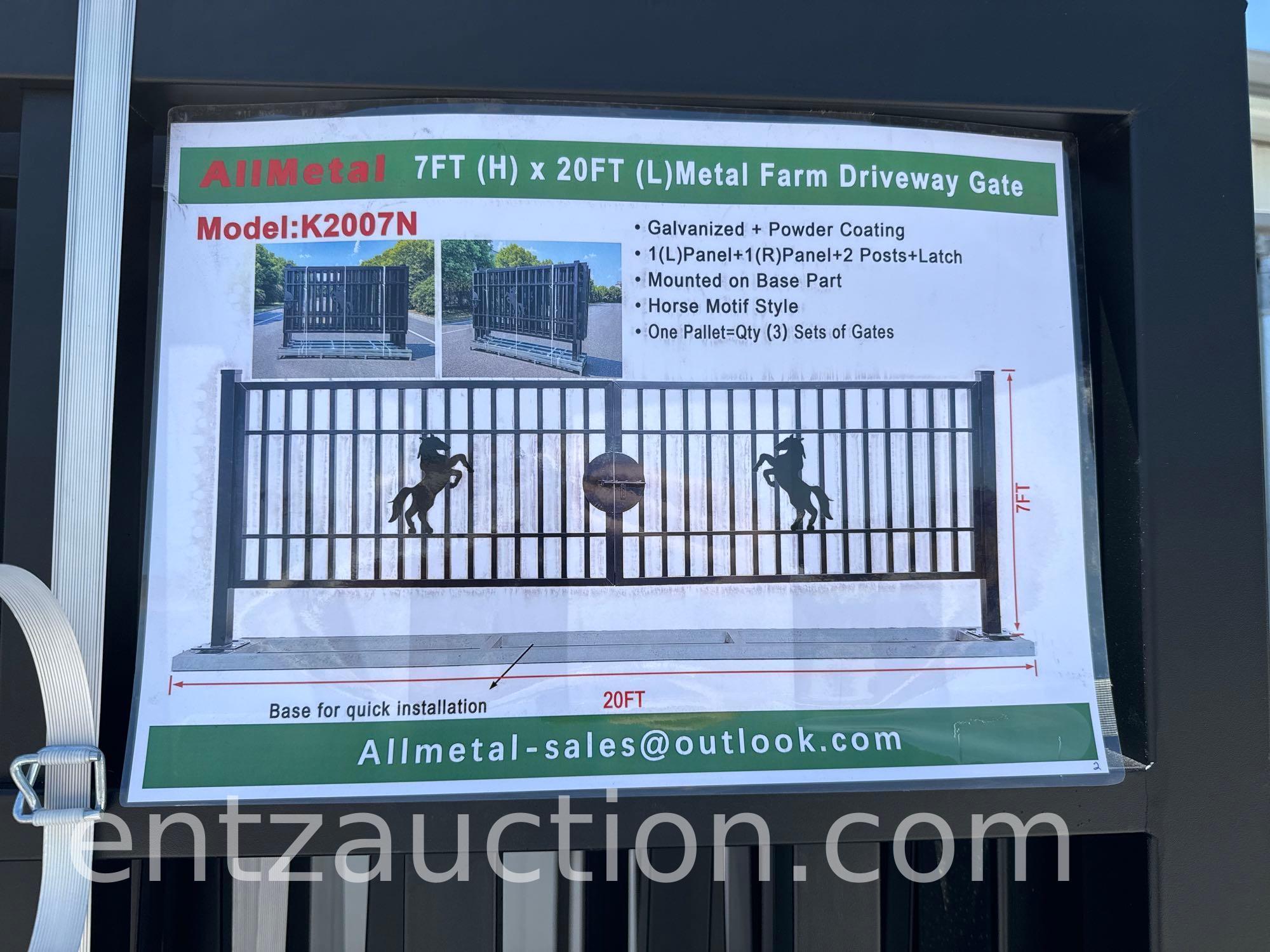 ALL METAL 7' X 20' METAL DRIVEWAY GATE, GALVANIZED,
