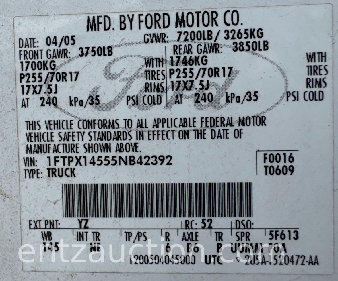 2005 FORD F150 PICKUP, EXT. CAB, AUTO,