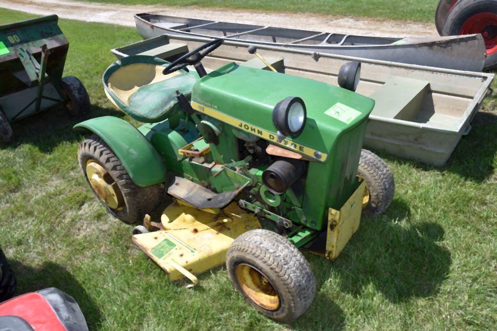 John Deere 112 Garden Tractor, Hydraulic Lift, Mower Deck And Snowblower, Wheel Weights