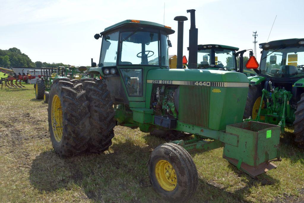 John Deere 4440 2 WD Tractor, Rock Box, Power  Quad, 460/85 R38 95 % Band Duals, 4292 Hours  Showing