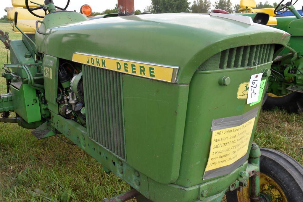1967 John Deere 2510, Open Stataion, 2wd,  Synchro, 540/1000 PTO, Fenders, 3 pt, 1  Hydraulic, Origi
