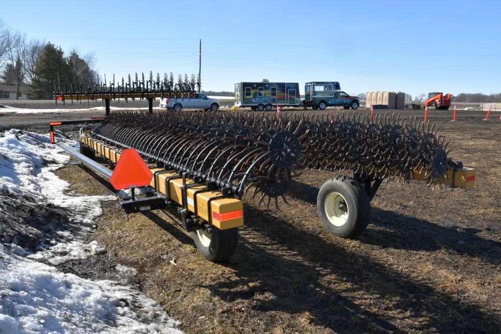 Keller Pull Type 60' Rotary Hoe On Hydraulic Cart