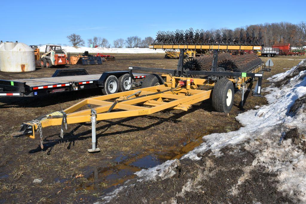 Keller Pull Type 60' Rotary Hoe On Hydraulic Cart