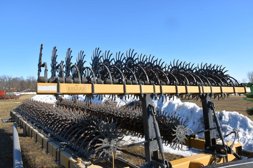 Keller Pull Type 60' Rotary Hoe On Hydraulic Cart