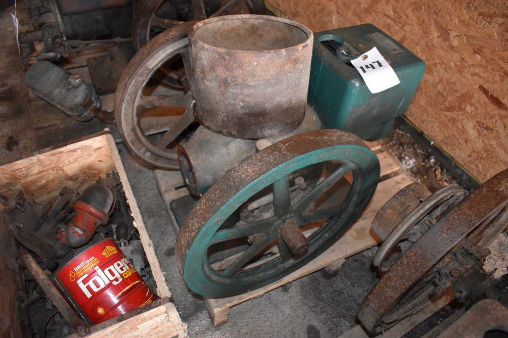 Parts Hit And Miss Engine, International Kerosene Gasoline 1.5Hp, SN:55428, With Box Of Parts,