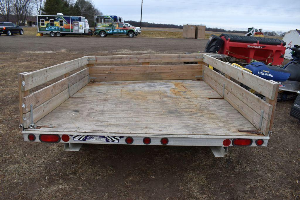 2019 Shop Built Snowmobile Trailer, 8'x7',  Tilt Bed, New Jack, Single Axle, Wooden Sides