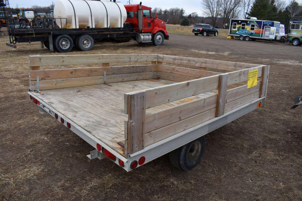 2019 Shop Built Snowmobile Trailer, 8'x7',  Tilt Bed, New Jack, Single Axle, Wooden Sides