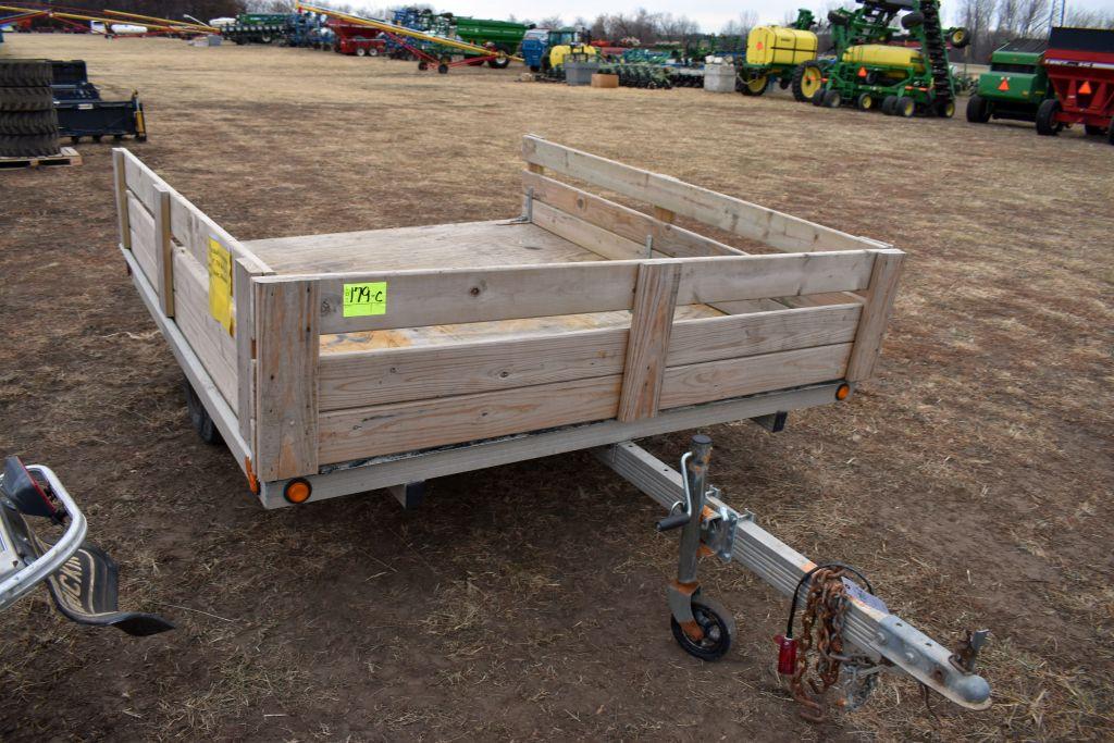 2019 Shop Built Snowmobile Trailer, 8'x7',  Tilt Bed, New Jack, Single Axle, Wooden Sides