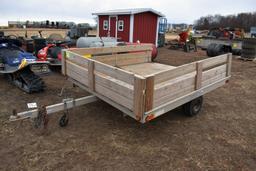 2019 Shop Built Snowmobile Trailer, 8'x7',  Tilt Bed, New Jack, Single Axle, Wooden Sides
