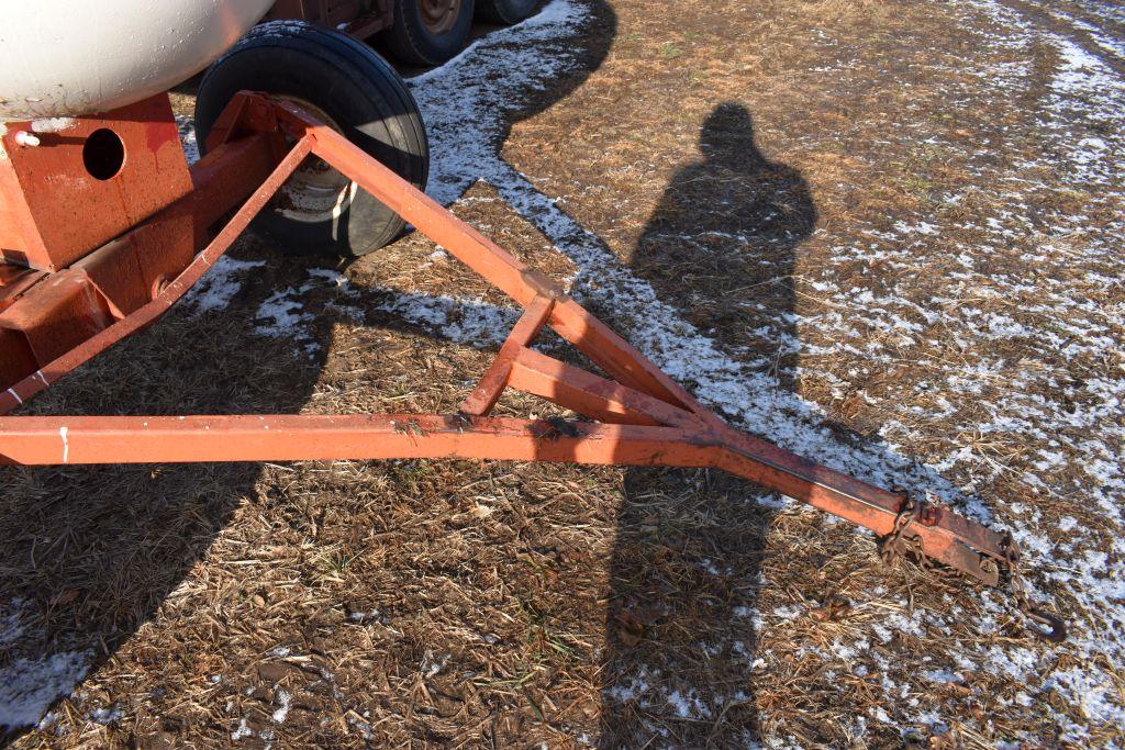 1000 Gallon Anhydrous NH3 Tank On Running  Gear With Flotation Tires