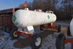 1000 Gallon Anhydrous NH3 Tank On Running  Gear With Flotation Tires