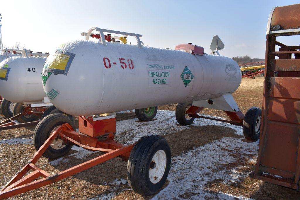 1000 Gallon Anhydrous NH3 Tank On Running  Gear With Flotation Tires