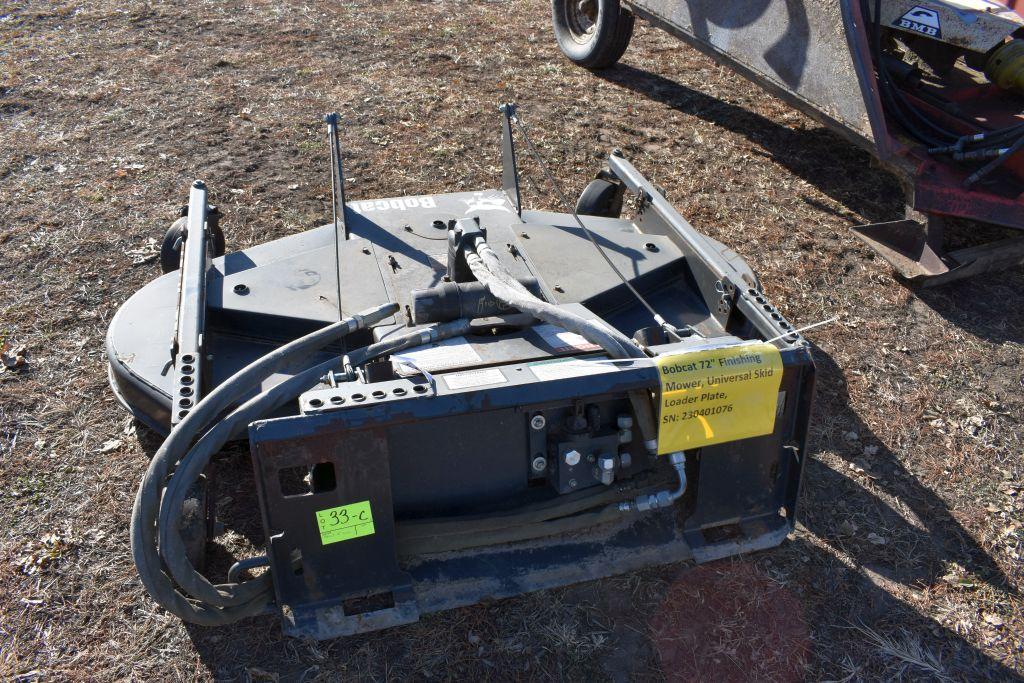 Bobcat 72" Finishing Mower, Universal Skid  Loader Plate, SN: 230401076