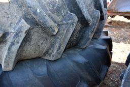 Pair Of 13.6x38 Tires, One With 9 Bolt Oliver  Rim