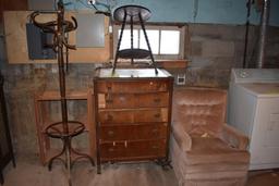 Chair, stool and dresser, located building 5